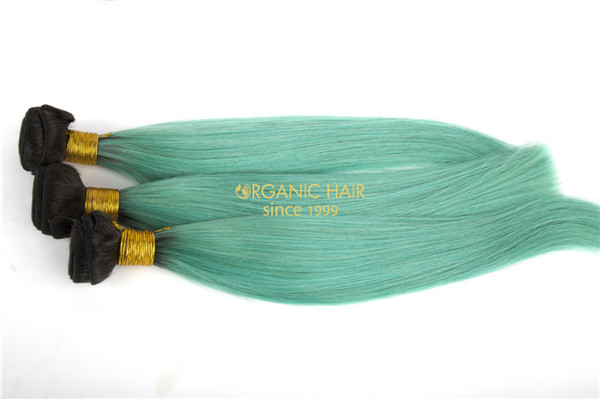 Sky blue color virgin brazilian hair extensions